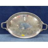 A Mappin & Webb silver plated oval formed tray with twin handles Location: BWR