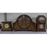 Three mantle clocks to include a Smiths 8 day clock, striking on four gongs, Location: