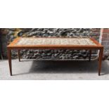 A 1960s Danish coffee table with ceramic inset top by Severin Hansen for Haslev, the ceramic tiles