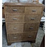 A limed oak four-drawer chest with plated bar handles on bracket feet circa 1940/50 97cm x 68cm x