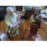 Two late 20th century Chinese porcelain figurines, on of the Immortals for longevity (Sho Fu) and