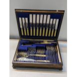 A 1920's silver plated canteen of cutlery in an oak case Location: