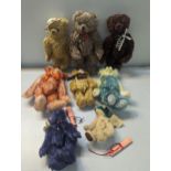 A collection of eight 'Grisly' teddy bears to include a mini limited edition 32/222 example having