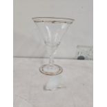 An oversized Art Noveau crystal Moser goblet - wine/Margarita 8" glass F3-03 together with a Lalique