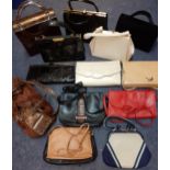 A quantity of vintage handbags, shoulder bags and clutch to include a Jane Shilton black genuine