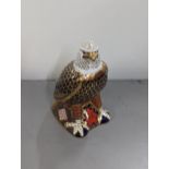 A Royal Crown Derby bone china paperweight in the form of a bald eagle, without stopper, 16cm h