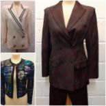 A group of 1980's clothing to include an Umberto Ginoccheitti cream blazer having a black trim and