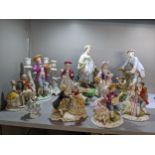 A selection of porcelain figures to include Maruri, Sitzendorf and others Location: