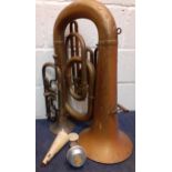 A W.Hillyard military band No 4567 copper tuba together with a Hawkes & Son Excelsior Sonorous Class