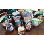 A group of mid to late 20th century character jugs to include Royal Doulton 'Sairey Gamp' Toby jug