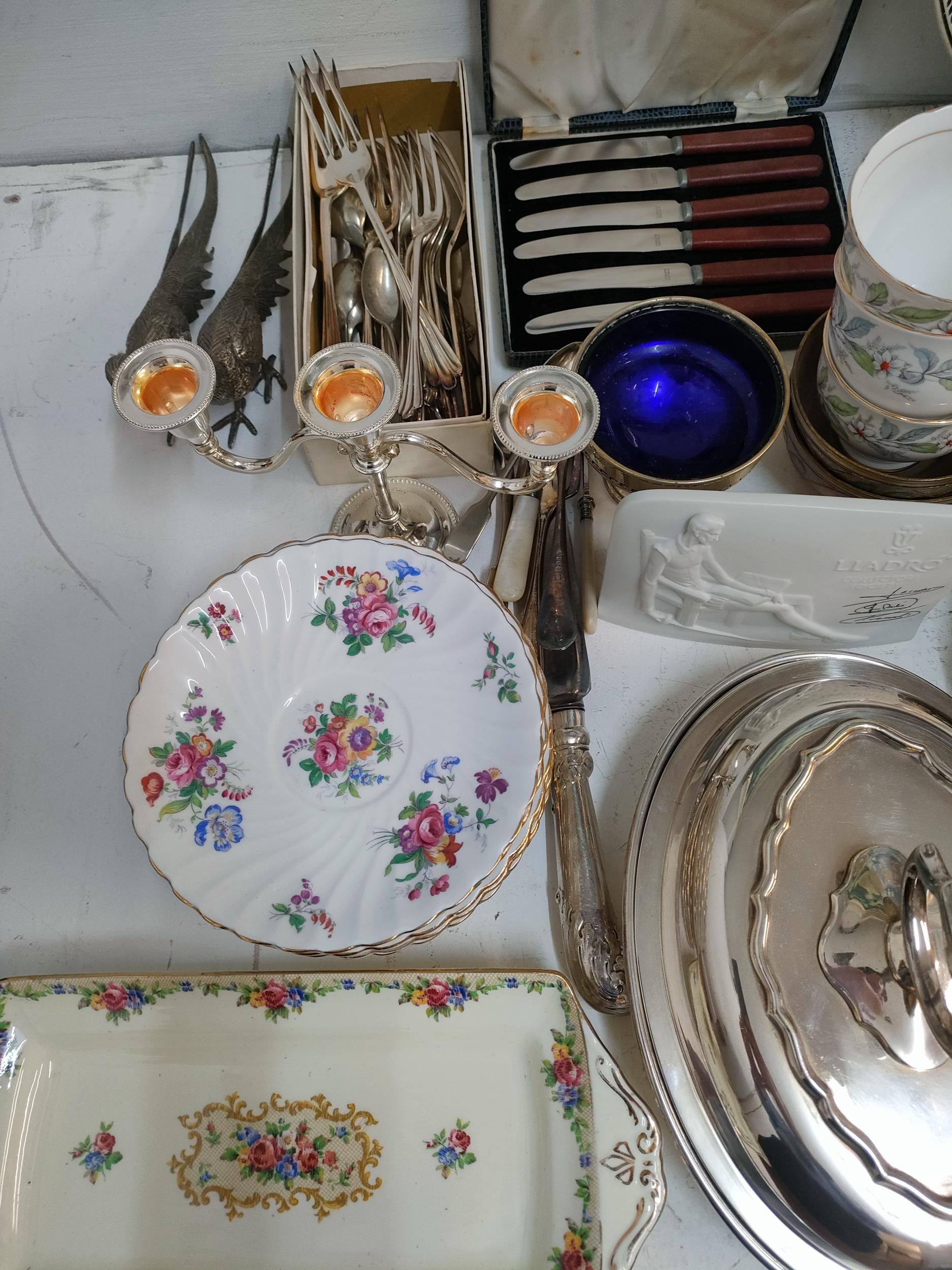 A mixed lot including silver plate, Gladstone Picardy pattern china, Wedgwood Etruria and Johnson - Image 2 of 6