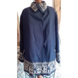 A Lunn Antiques of London navy evening jacket with silk embroidered design to pockets, collar and