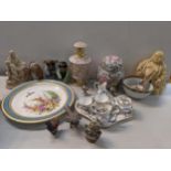 A mixed lot to include a French 19th century miniature tea set, Royal Worcester hand painted