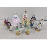 Various Porcelain figures to include Royal Doulton "Charlotte" A/F Royal Doulton "Alexandra"and