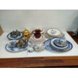 Mixed tableware to include Alpha Ware, Olde Alton Ware and Wedgwood meat and other plates Location: