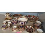 A collection of Royal Crown Derby Imari pattern porcelain to include a miniature teapot numbered