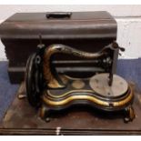 Circa 1890's, a Jones serpentine hand-cranked sewing machine with stamp to the machine 'A s supplied