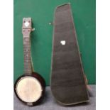 A 1920's Alvin Keech Banjujele banjo ukelele, signed to the reverse drum, serial number A12685