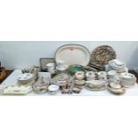 A mixed lot including silver plate, Gladstone Picardy pattern china, Wedgwood Etruria and Johnson