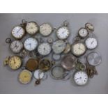 Mixed pocket watches together with a silver cased WW1 trench watch and other items. Location: