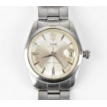 A Tudor, Oyster Date, manual wind, gents, stainless steel wristwatch, circa 1960s, having a silvered