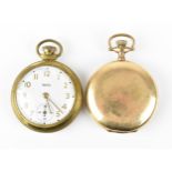 Two pocket watches to include an early 20th century gold plated Elgin full hunter pocket watch,