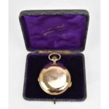 An early 20th century 14ct gold, full hunter, quarter repeater pocket watch, having a white enamel