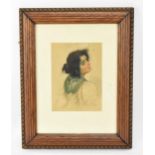 Vittorio Marusso (1867-?) Italian portrait of a Venitian beauty, watercolour on paper, signed