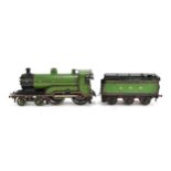 A Bing clockwork gauge 1 4-4-0 locomotive and tender GNR (Great Northern Railway), in green liver,