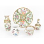 A small collection of 19th century Chinese porcelain, Qing dynasty, to include a Cantonese Famille