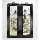 A pair of Chinese Famille Rose porcelain plaques, Republic period, early 20th century, of vertical