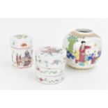 A small collection of Chinese porcelain, to include a 19th century Famille Rose enamelled three-