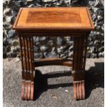 A Victorian quartetto nest of mahogany, satinwood and rosewood tables, with ebony beading, the top