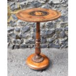 A small Victorian marquetry and tubridge ware inlaid walnut occasional table, the circular top