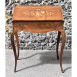 A French ormolu mounted and marquetry inlaid rosewood bureau de dame, late 19th century, with part