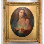 After Pompeo Batoni (1708-1787) Italian 'Sacred Heart of Jesus', 19th century, oil on canvas, within