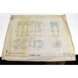 Two early 20th century rolled car engineering drawings, one for Aston Martin, dated 1922, titled '