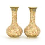 A pair of Japanese miniature Satsuma porcelain vases by Meizan (明山 製), from Yabu Meizan's