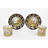 Two 19th Century French Sevres style porcelain goblet litron (cup and saucer), each can decorated