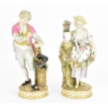 A pair of Meissen porcelain gardening figures, of a grafter and companion, modelled after M.V. Acier