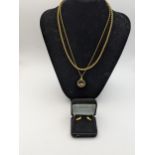 A pair of 14ct gold earrings together with a gold plated necklace and pendant total weight 1.4g