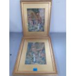 W.M Irving-Two watercolours 'My Lady's Garden' and ' The Cottage Garden' mounted in gold painted