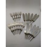 Silver fish knives and forks no handles, hallmarked Sheffield 1919 total weight 620.9g Location: