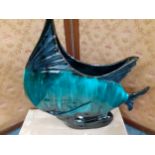 A large Canadian Blue Mountain glazed pottery vase in the form of a fish Location: R1:5