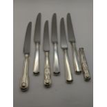 Six assorted Grecian desert silver handled knives to include William Yates, Sheffield. Location: