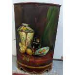 A small mid 20th century painted corner cabinet, painted with a still life scene Location: