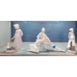 A Lladro figural group of a ballerina and a clown together with two other Lladro figures Location: