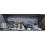 A mixed lot of ceramics and glassware to include a Dresden Helena Wolfson porcelain plate, a mid