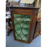 A 19th century bar back chair together with a Georgian mahogany corner cabinet having single