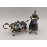 A silver mustard pot Birmingham 1964 together with a silver pepper pot total weight 103.7g Location:
